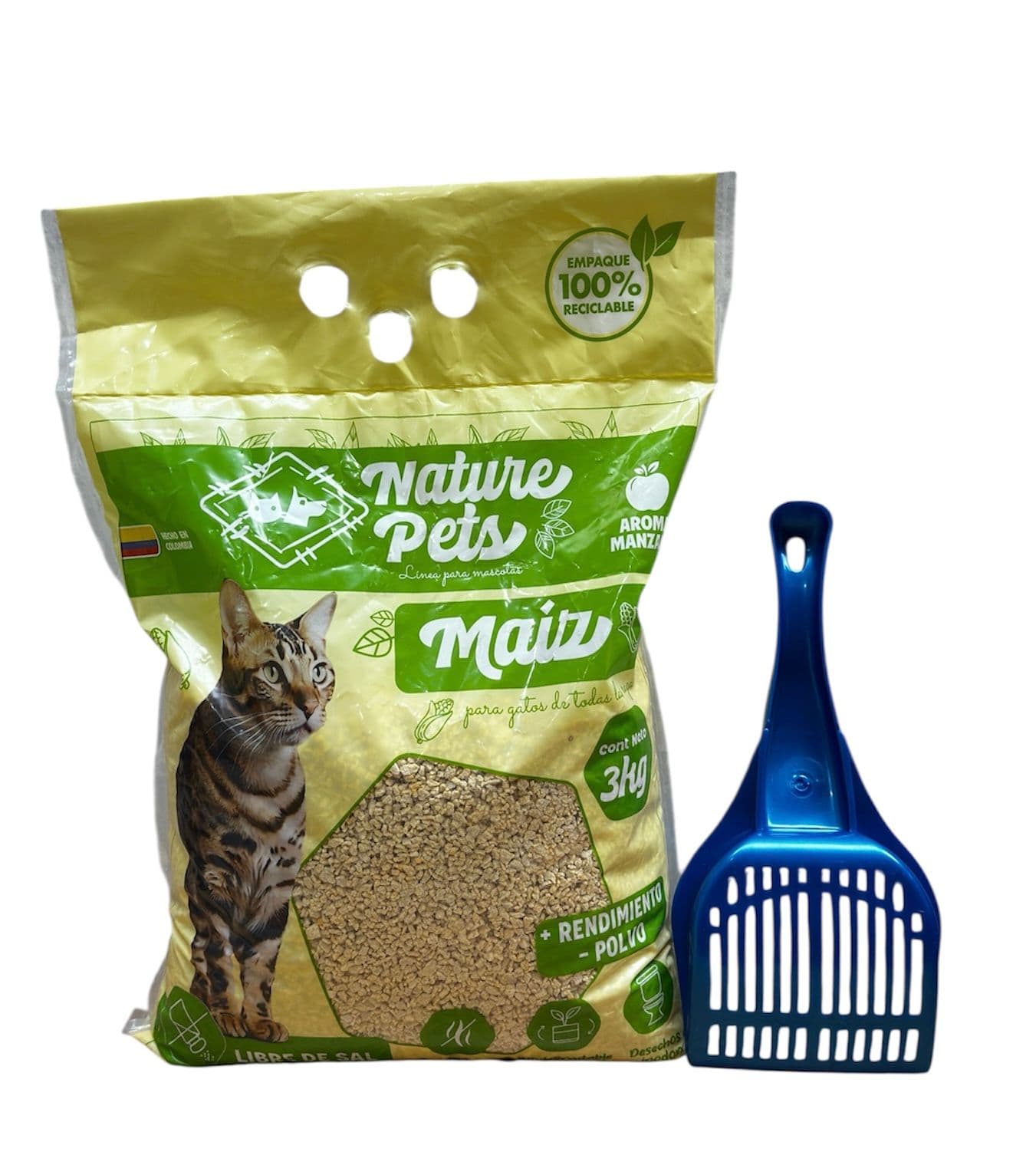 COMBO ARENA MAIZ NATURE PETS 3Kg + PALA