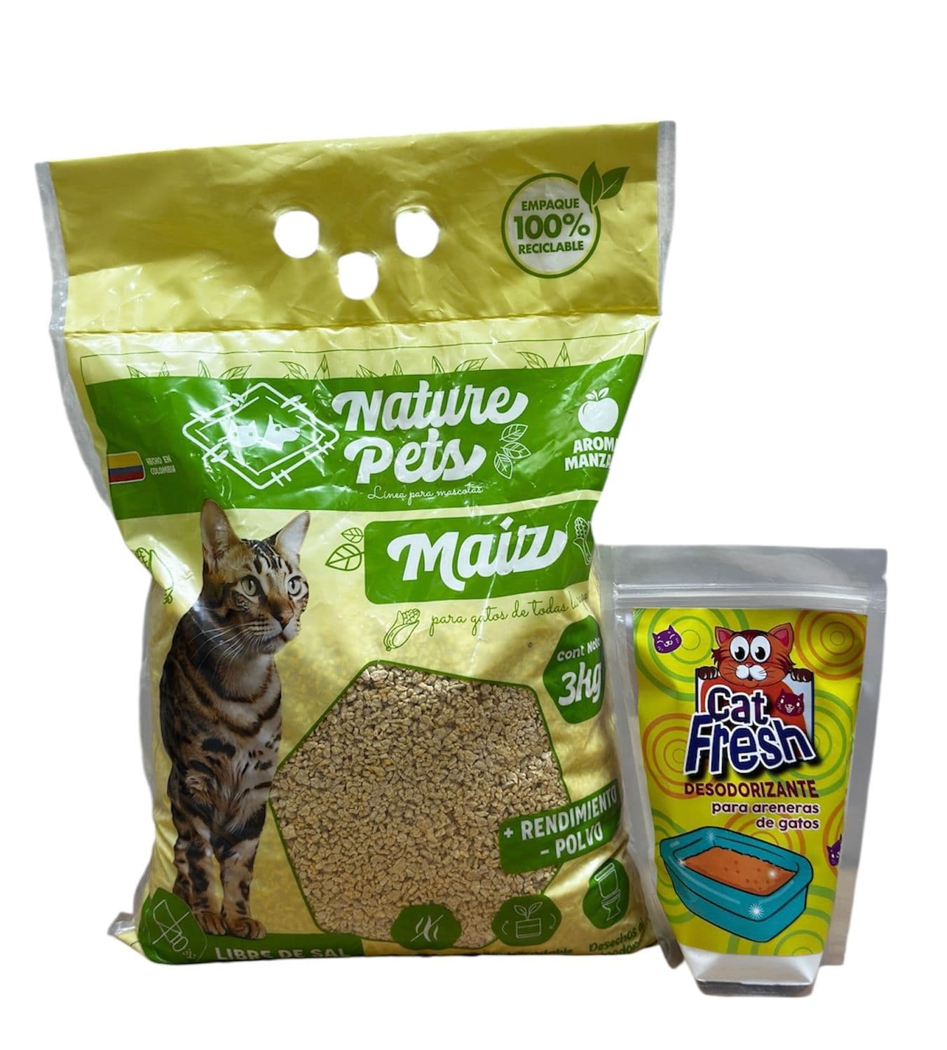 COMBO ARENA MAIZ NATURE PETS x 3 KG + DESODORIZANTE