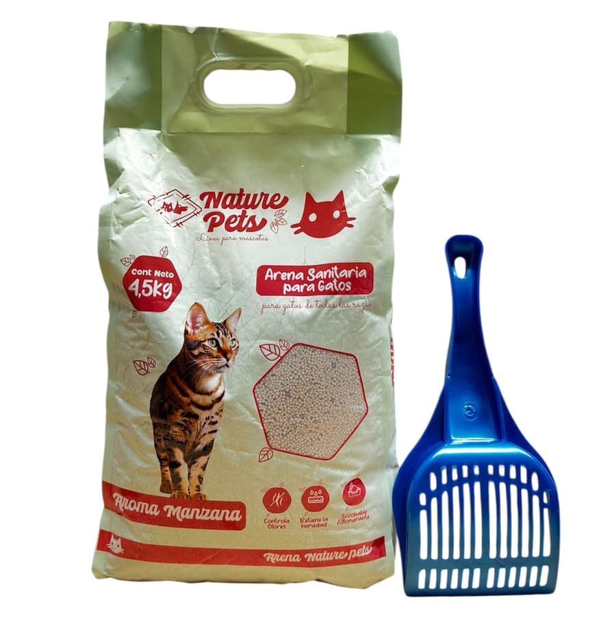 COMBO ARENA PARA GATO NATURE PETS x 4.5 KG + PALA