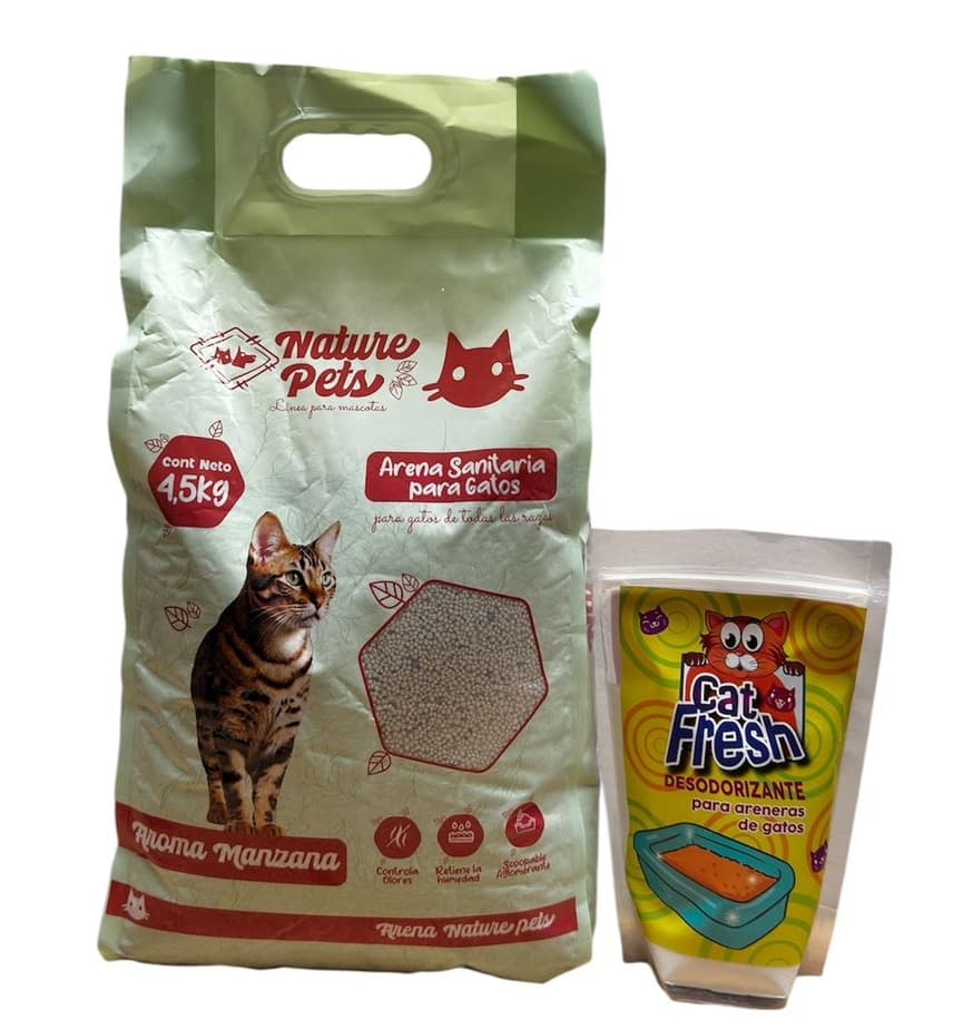 COMBO ARENA PARA GATO NATURE PETS 4.5 KG + DESODORIZANTE