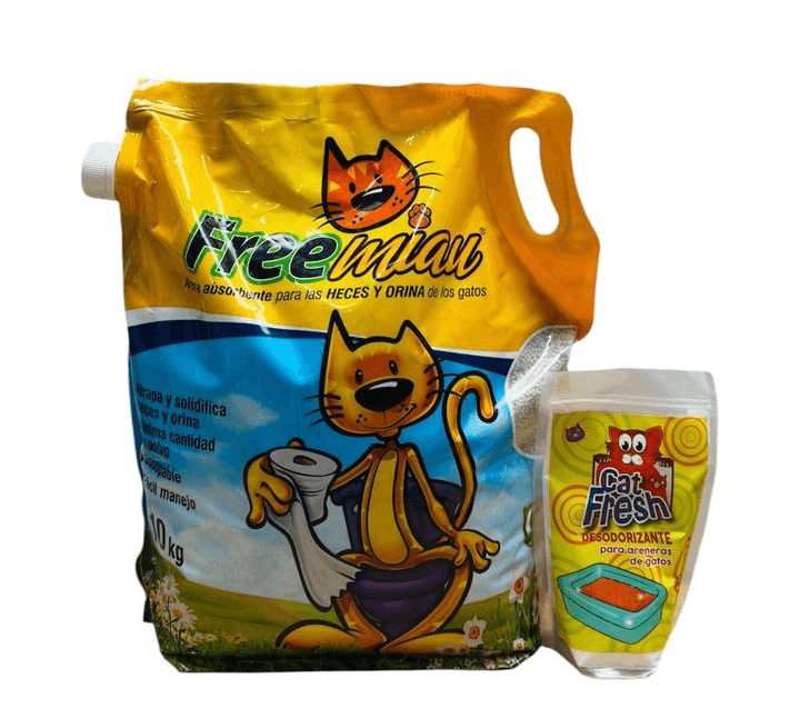 ARENA PARA GATOS FREEMIAU x 10 KG + DESODORIZANTE - AURATECH | Grupo Quality Pets