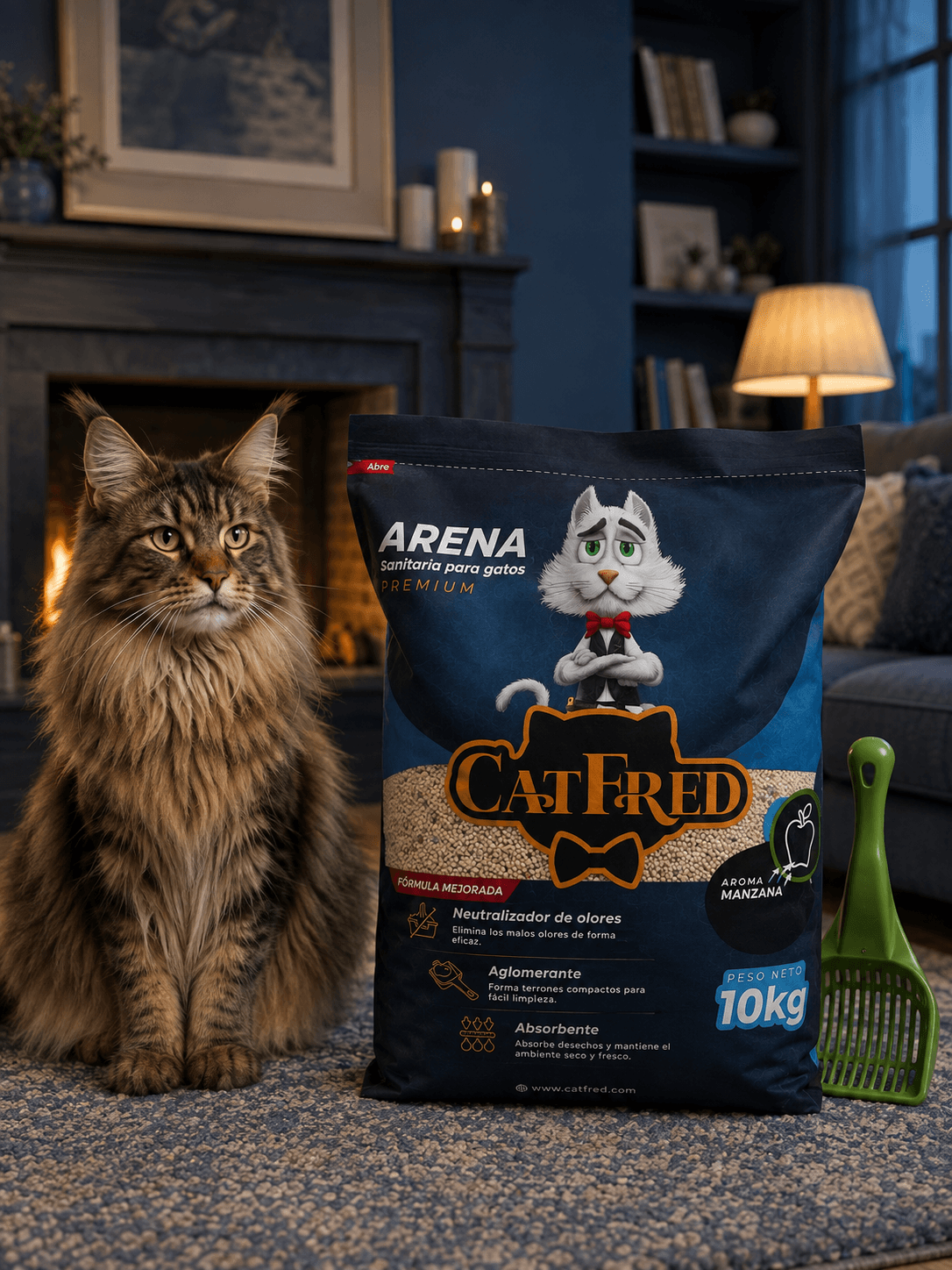 COMBO ARENA PREMIUM PARA GATOS CATFRED x 10 KG + PALA RECOGEDORA