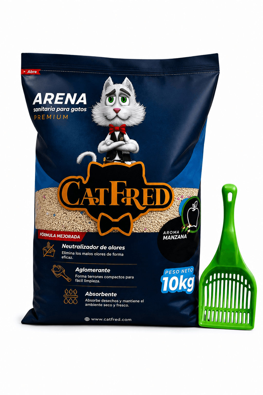 COMBO ARENA PREMIUM PARA GATOS CATFRED x 10 KG + PALA RECOGEDORA alternate