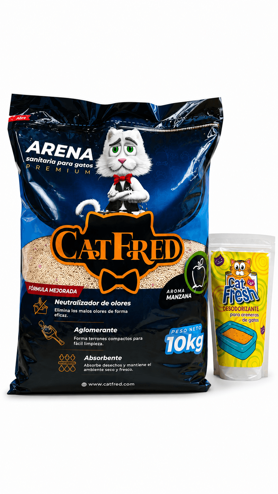 COMBO ARENA PREMIUM PARA GATOS CATFRED x 10 KG + DESODORIZANTE ARENEROS alternate
