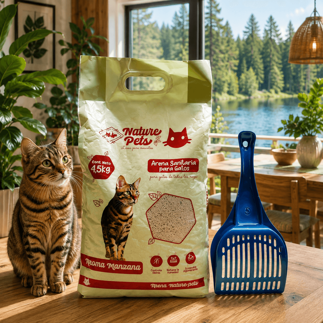 COMBO ARENA PARA GATO NATURE PETS x 4.5 KG + PALA
