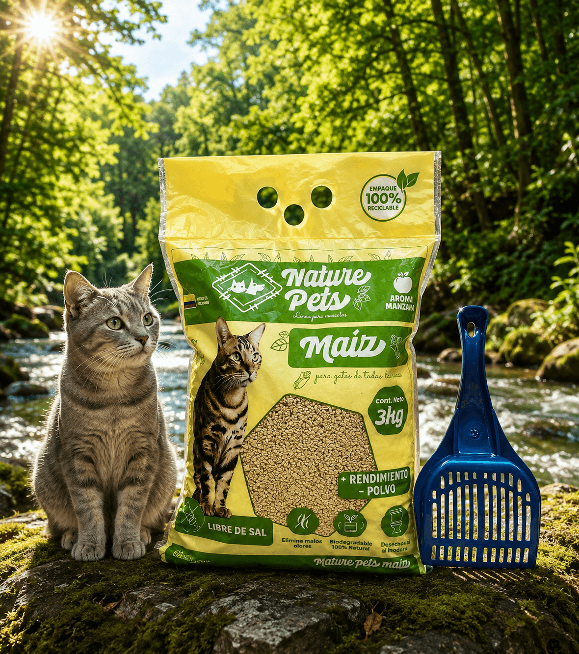 COMBO ARENA MAIZ NATURE PETS 3Kg + PALA
